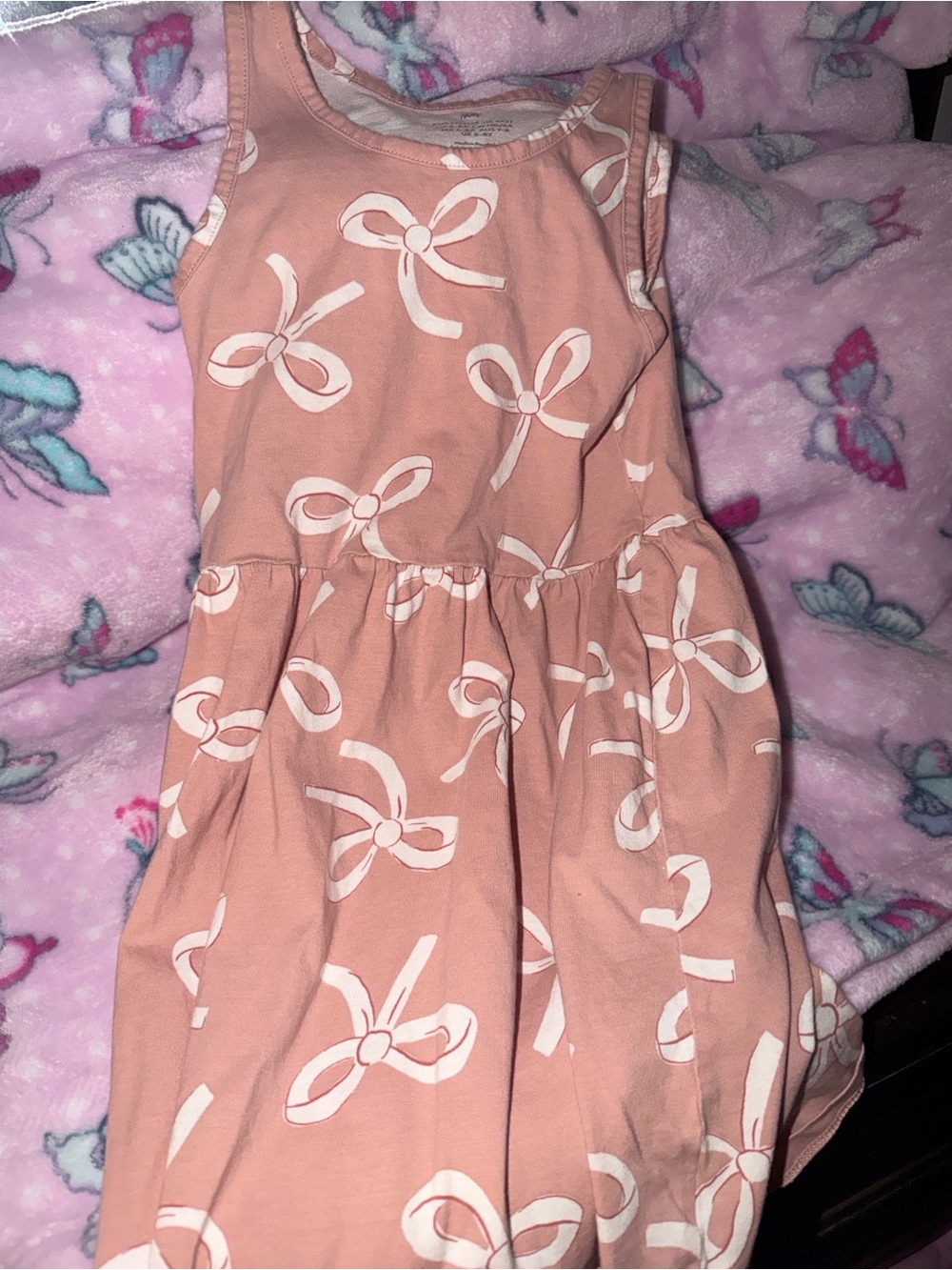 H&M Peach Dress with White Bow Print